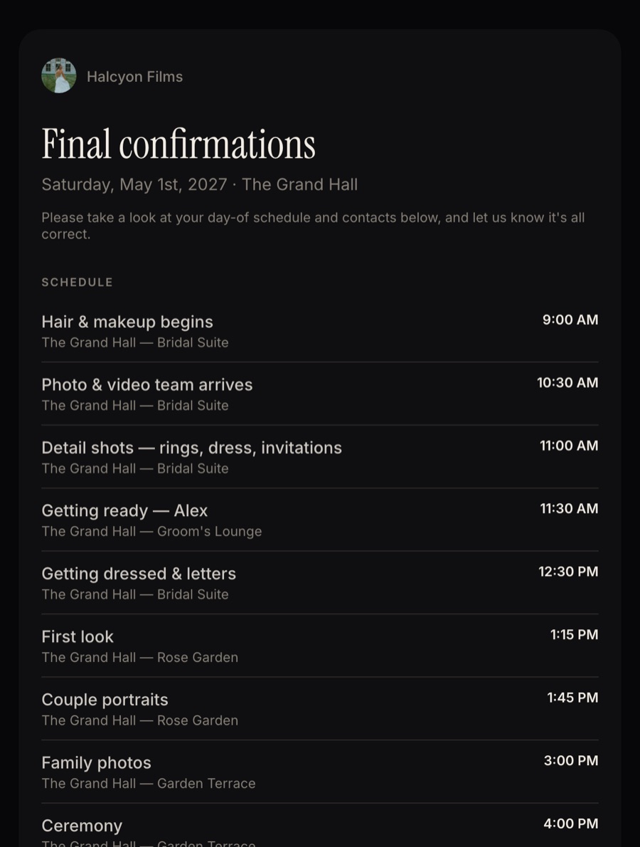Booking confirmation