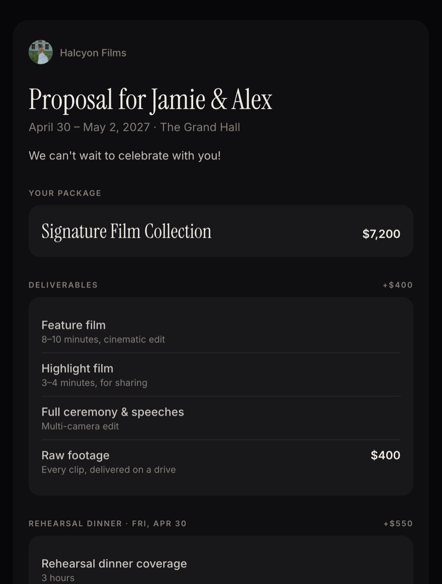 A wedding videography proposal made in Cueday