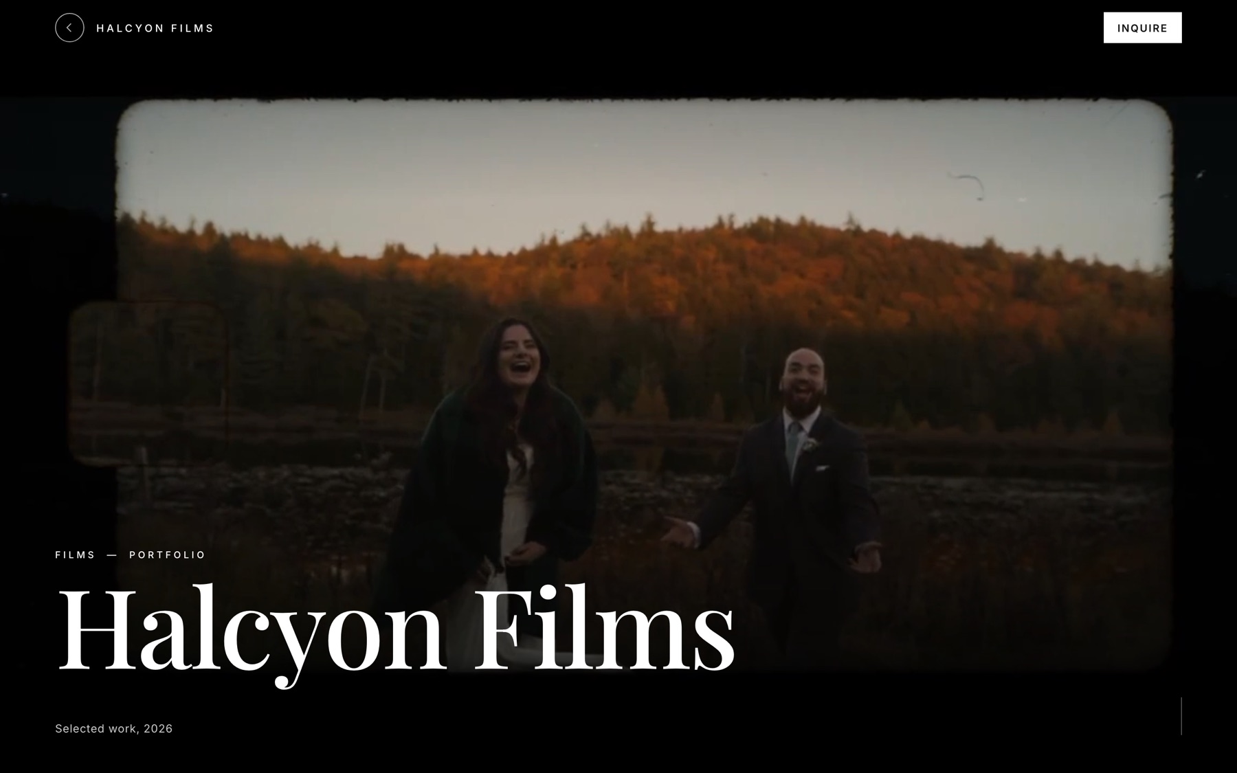 A Cueday portfolio page for a wedding film studio